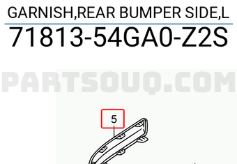Suzuki 7181354GA0Z2S GARNISH,REAR BUMPER SIDE,L