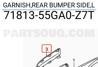 Suzuki 7181355GA0Z7T GARNISH,REAR BUMPER SIDE,L