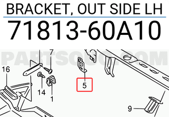 Suzuki 7181360A10 BRACKET, OUT SIDE LH