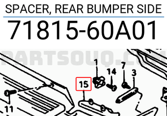 Suzuki 7181560A01 SPACER, REAR BUMPER SIDE