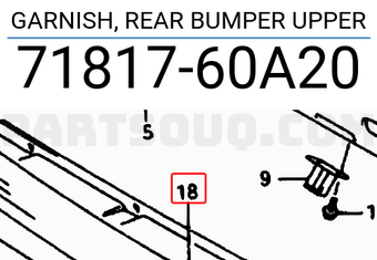Suzuki 7181760A20 GARNISH, REAR BUMPER UPPER