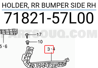 Suzuki 7182157L00 HOLDER, RR BUMPER SIDE RH