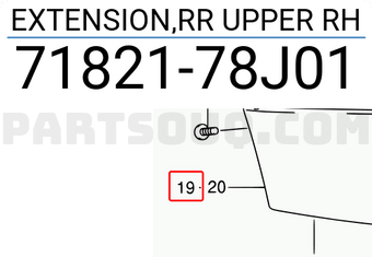 Suzuki 7182178J01 EXTENSION,RR UPPER RH