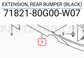 Suzuki 7182180G00W07 EXTENSION, REAR BUMPER (BLACK)