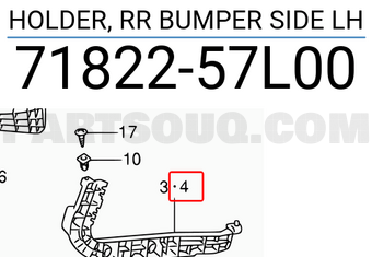 Suzuki 7182257L00 HOLDER, RR BUMPER SIDE LH