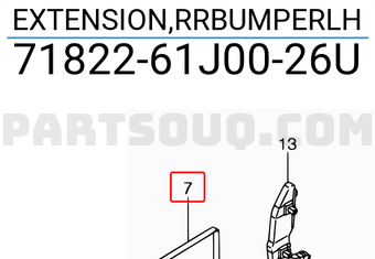Suzuki 7182261J0026U EXTENSION,RRBUMPERLH