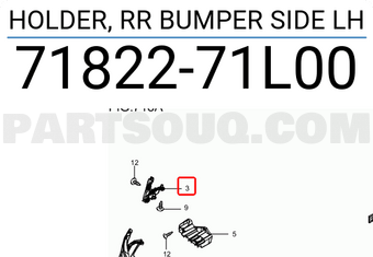 Suzuki 7182271L00 HOLDER, RR BUMPER SIDE LH