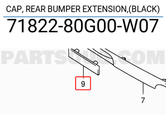 Suzuki 7182280G00W07 CAP, REAR BUMPER EXTENSION,(BLACK)