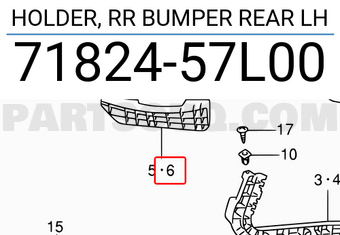 Suzuki 7182457L00 HOLDER, RR BUMPER REAR LH