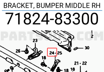 Suzuki 7182483300 BRACKET, BUMPER MIDDLE RH