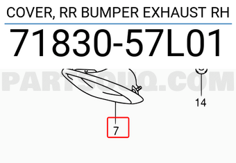 Suzuki 7183057L01 COVER, RR BUMPER EXHAUST RH