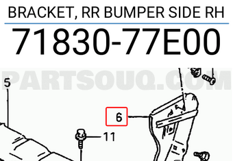 Suzuki 7183077E00 BRACKET, RR BUMPER SIDE RH