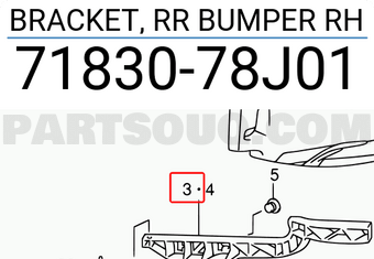 Suzuki 7183078J01 BRACKET, RR BUMPER RH