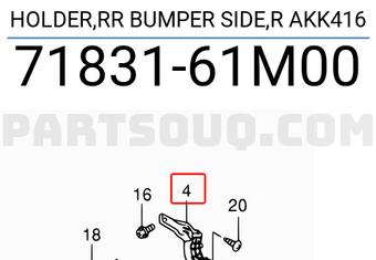 Suzuki 7183161M00 HOLDER,RR BUMPER SIDE,R AKK416