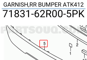 Suzuki 7183162R005PK GARNISH,RR BUMPER ATK412