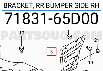 Suzuki 7183165D00 BRACKET, RR BUMPER SIDE RH