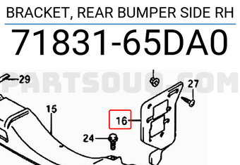 Suzuki 7183165DA0 BRACKET, REAR BUMPER SIDE RH