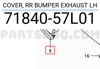 Suzuki 7184057L01 COVER, RR BUMPER EXHAUST LH