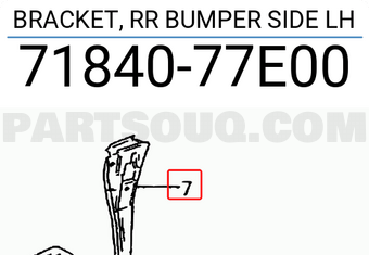 Suzuki 7184077E00 BRACKET, RR BUMPER SIDE LH