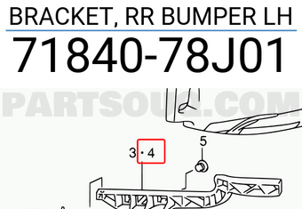 Suzuki 7184078J01 BRACKET, RR BUMPER LH