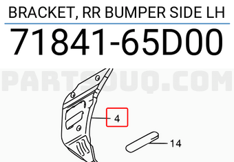Suzuki 7184165D00 BRACKET, RR BUMPER SIDE LH