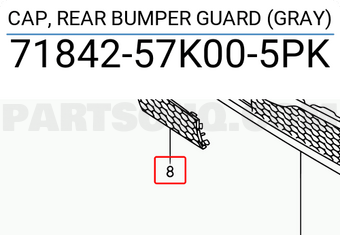 Suzuki 7184257K005PK CAP, REAR BUMPER GUARD (GRAY)