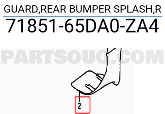 Suzuki 7185165DA0ZA4 GUARD,REAR BUMPER SPLASH,R