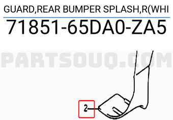 Suzuki 7185165DA0ZA5 GUARD,REAR BUMPER SPLASH,R(WHI