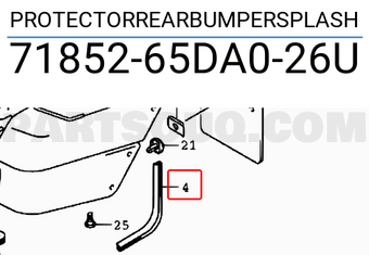 Suzuki 7185265DA026U PROTECTORREARBUMPERSPLASH