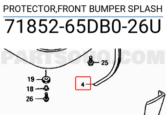 Suzuki 7185265DB026U PROTECTOR,FRONT BUMPER SPLASH