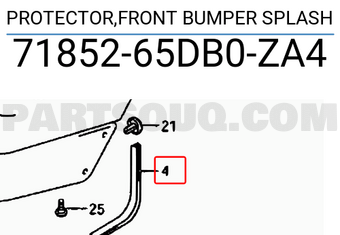 Suzuki 7185265DB0ZA4 PROTECTOR,FRONT BUMPER SPLASH