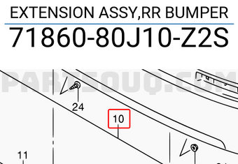 Suzuki 7186080J10Z2S EXTENSION ASSY,RR BUMPER