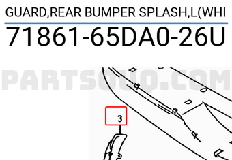 Suzuki 7186165DA026U GUARD,REAR BUMPER SPLASH,L(WHI