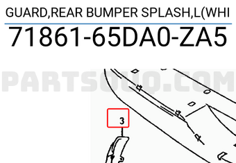 Suzuki 7186165DA0ZA5 GUARD,REAR BUMPER SPLASH,L(WHI