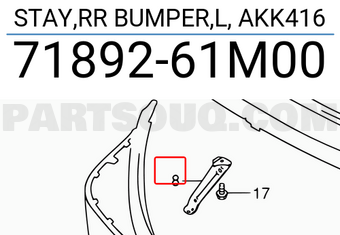 Suzuki 7189261M00 STAY,RR BUMPER,L, AKK416