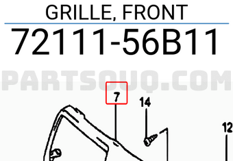 Suzuki 7211156B11 GRILLE, FRONT
