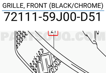 Suzuki 7211159J00D51 GRILLE, FRONT (BLACK/CHROME)
