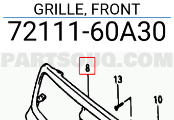 Suzuki 7211160A30 GRILLE, FRONT