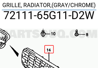 Suzuki 7211165G11D2W GRILLE, RADIATOR,(GRAY/CHROME)
