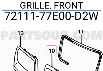 Suzuki 7211177E00D2W GRILLE, FRONT