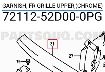 Suzuki 7211252D000PG GARNISH, FR GRILLE UPPER,(CHROME)
