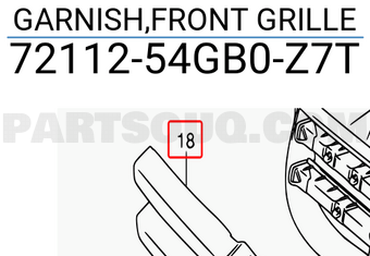 Suzuki 7211254GB0Z7T GARNISH,FRONT GRILLE