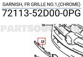 Suzuki 7211352D000PG GARNISH, FR GRILLE NO.1,(CHROME)