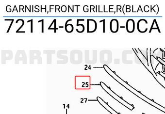 Suzuki 7211465D100CA GARNISH,FRONT GRILLE,R(BLACK)