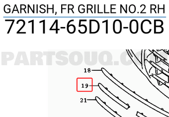 Suzuki 7211465D100CB GARNISH, FR GRILLE NO.2 RH
