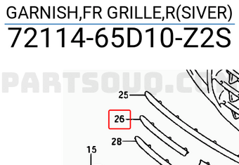 Suzuki 7211465D10Z2S GARNISH,FR GRILLE,R(SIVER)