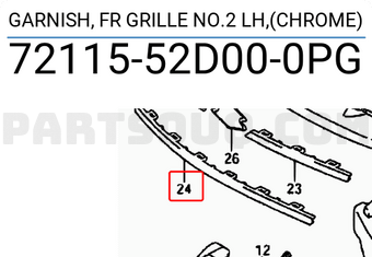 Suzuki 7211552D000PG GARNISH, FR GRILLE NO.2 LH,(CHROME)