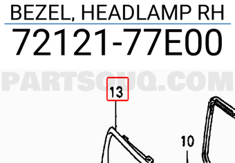 Suzuki 7212177E00 BEZEL, HEADLAMP RH