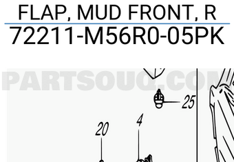 Suzuki 72211M56R005PK FLAP, MUD FRONT, R
