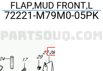 Suzuki 72221M79M005PK FLAP,MUD FRONT,L